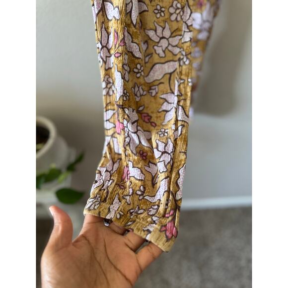 Aerie Smocked High Waist Floral Beach Lounge Pants Joggers w/ pockets SMALL - Picture 7 of 11